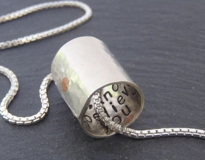 Sterling silver Secret Message necklace personalized for him or her - Drake Designs Jewelry