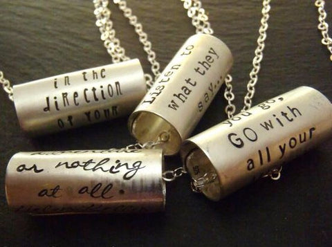Personalized Inspirational Necklace-  hand stamped sterling silver with custom message or inspirationa quote - Drake Designs Jewelry