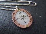 Personalized compass necklace with custom coordinates - Latitude and longitude jewelry - Drake Designs Jewelry