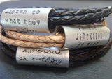 Men's or Women's personalized leather bracelet with your personalized meaningful message - Drake Designs Jewelry