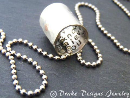 Silver secret message necklace for men or women - Drake Designs Jewelry