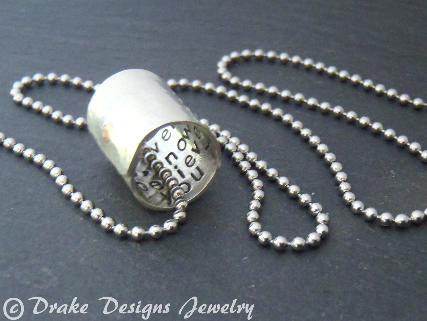 Silver secret message necklace for men or women - Drake Designs Jewelry