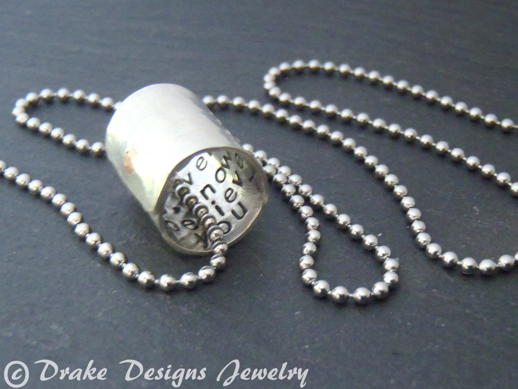 Silver secret message necklace for men or women - Drake Designs Jewelry