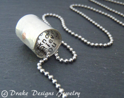 Silver secret message necklace for men or women - Drake Designs Jewelry
