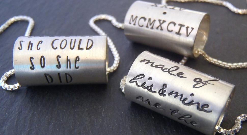 personalized message necklace in Sterling silver with custom quote