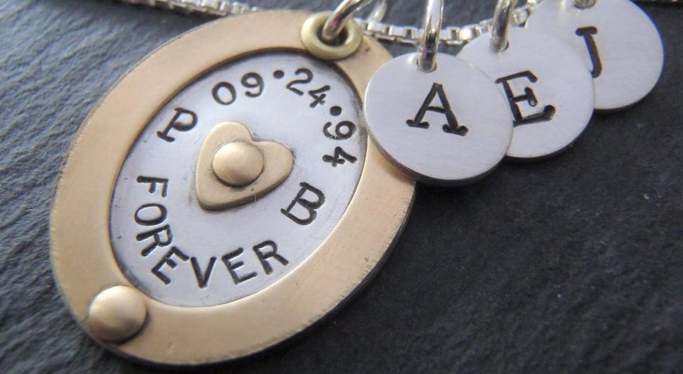 Mothers necklace with kid's initials personalized gift for mom